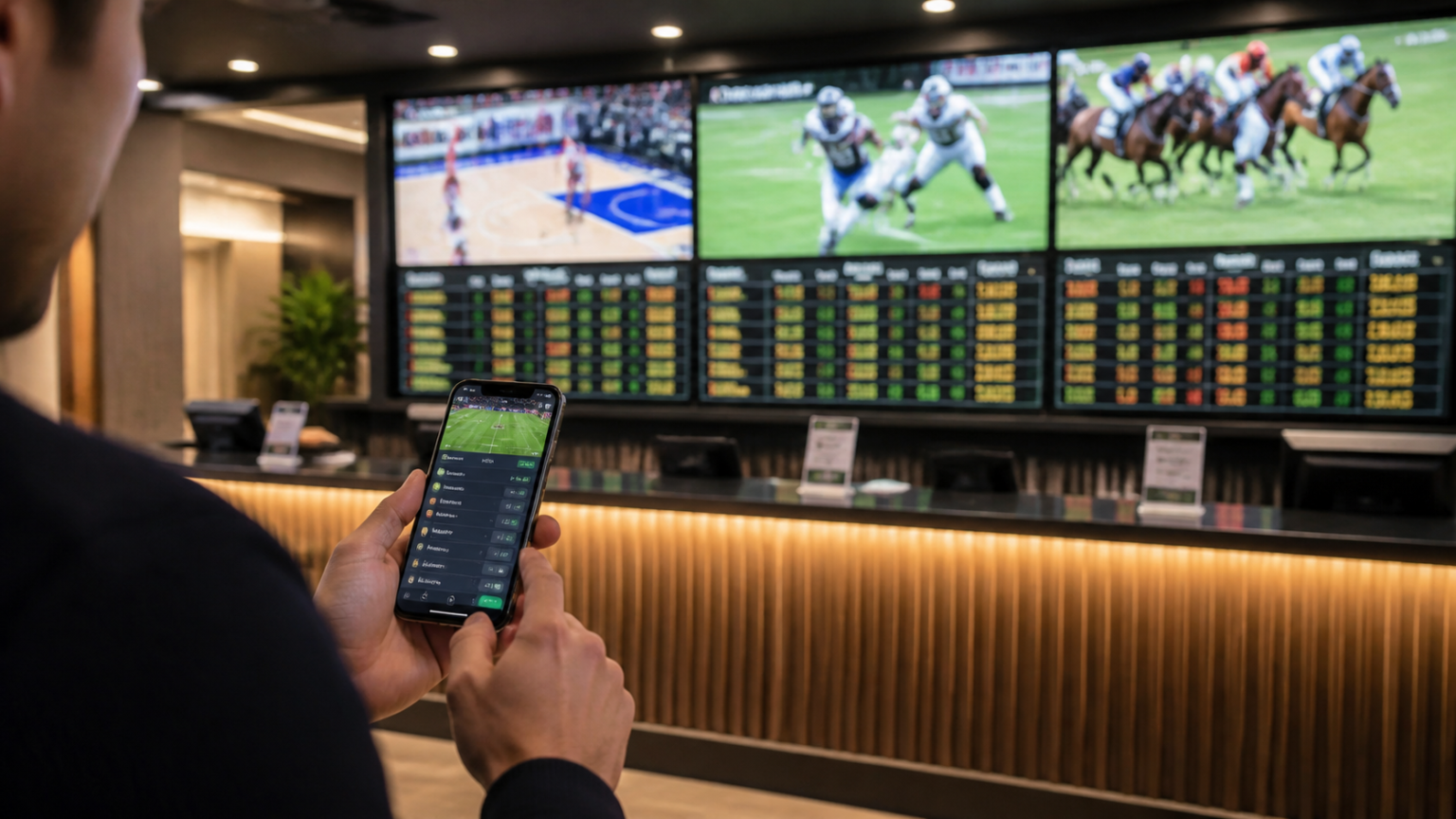 Start with the rules and the available information: betting sites Person reviewing a betting interface beside a casino betting counter